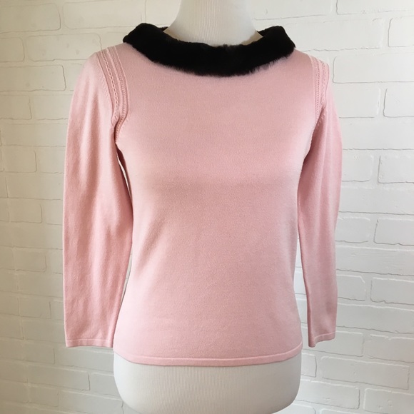Etcetera Sweaters - Etcetera fur collared silk sweater M